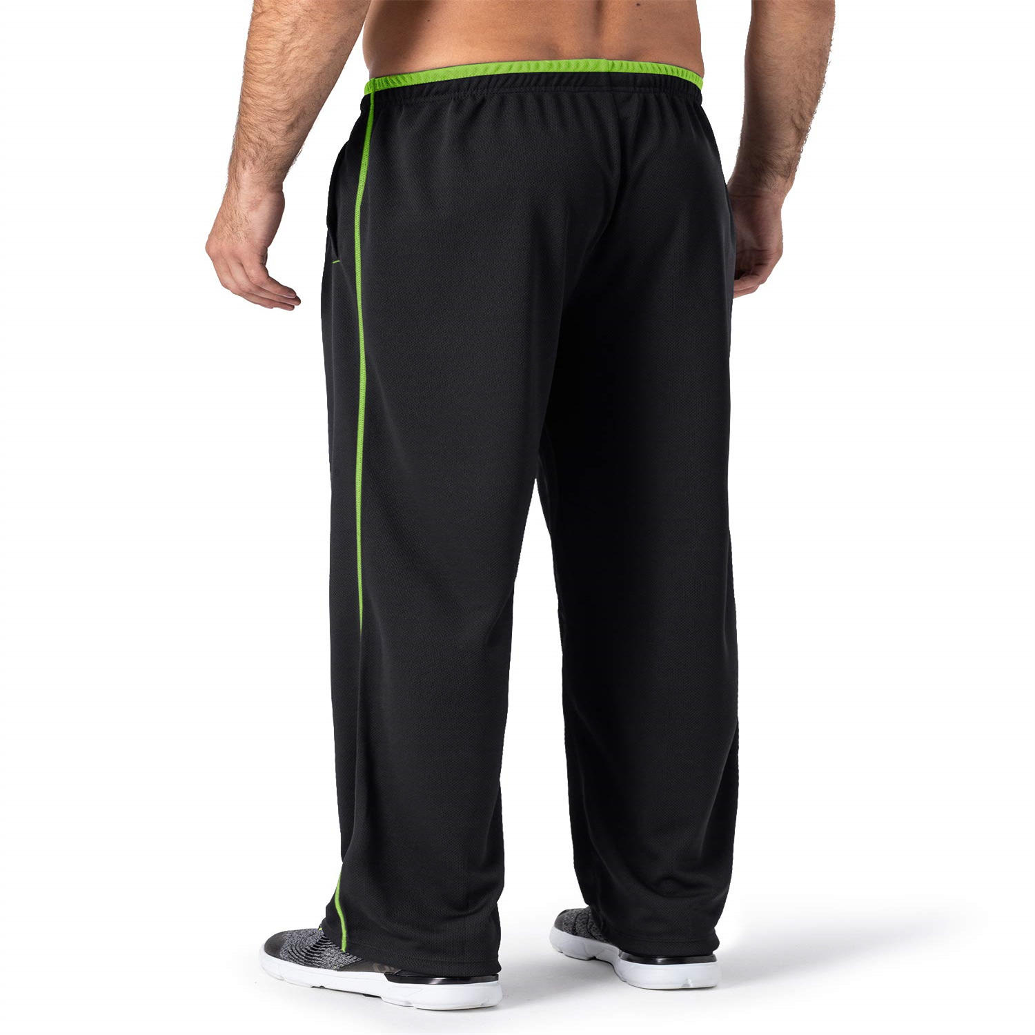Men Lightweight Sweatpants Loose Fit Open Bottom Mesh Athletic Pants with Zipper Pockets
